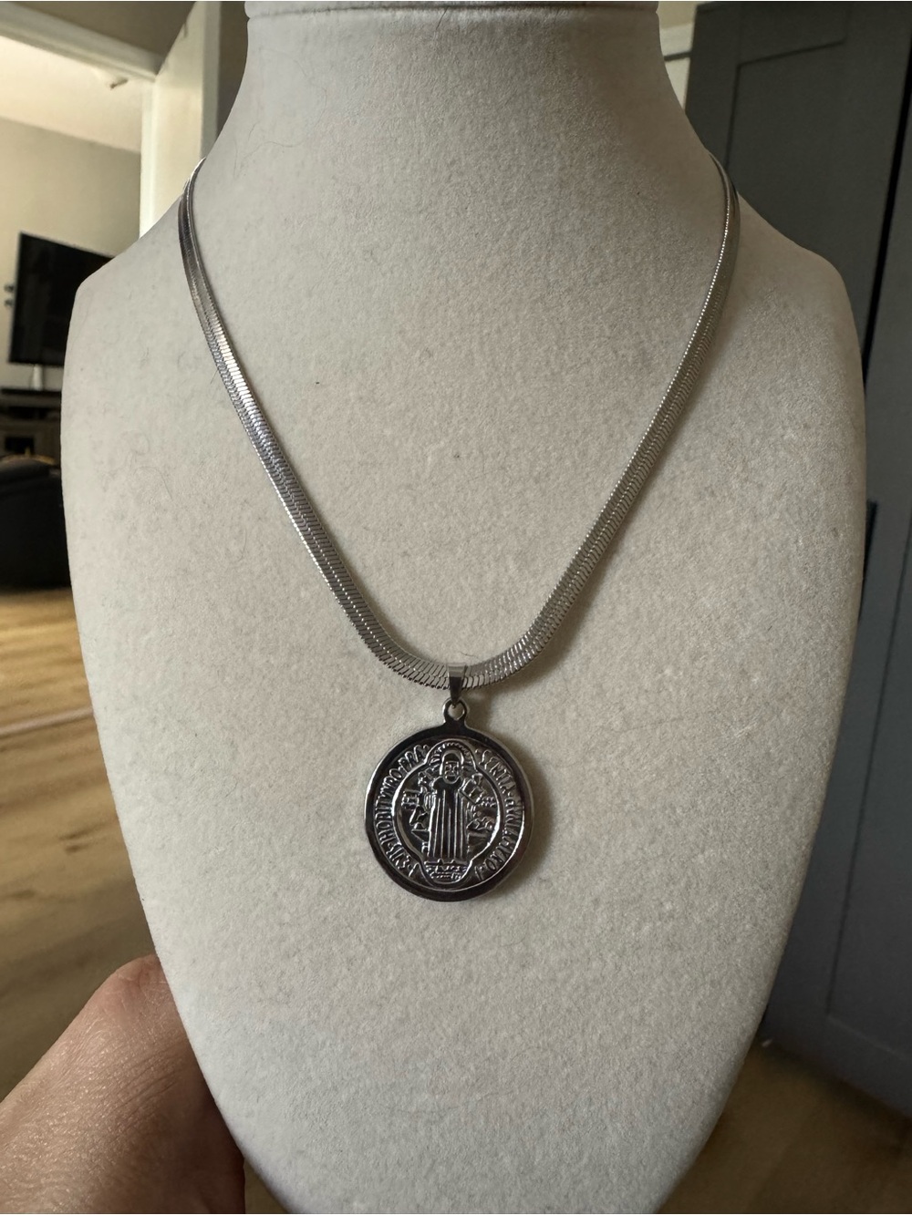 Sterling Silver Medallion Necklace - Silver